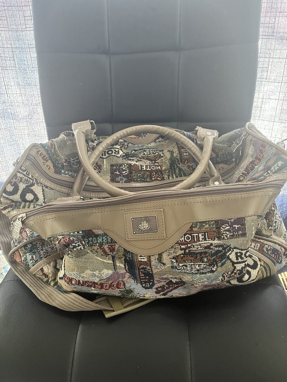 Pioneer Express Route 66 Duffle Weekend Bag Top Handle Crossbody Strap Zippers